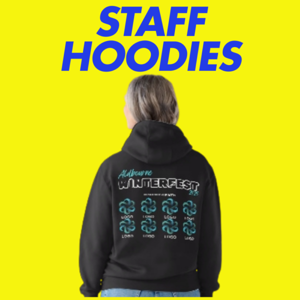 Logo's on our staff hoodies